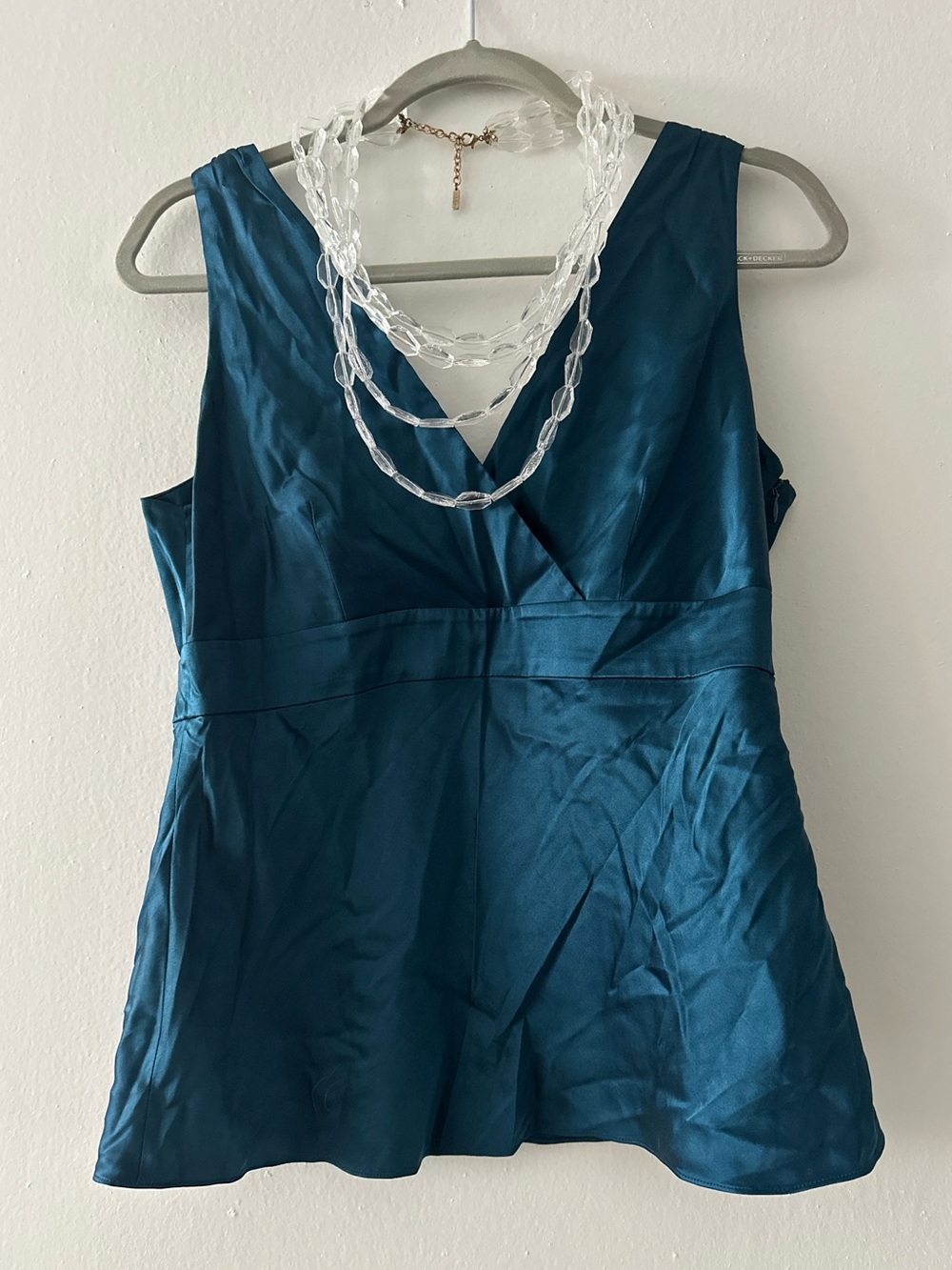 INC Sleeveless V-Neck Satin Top in Teal